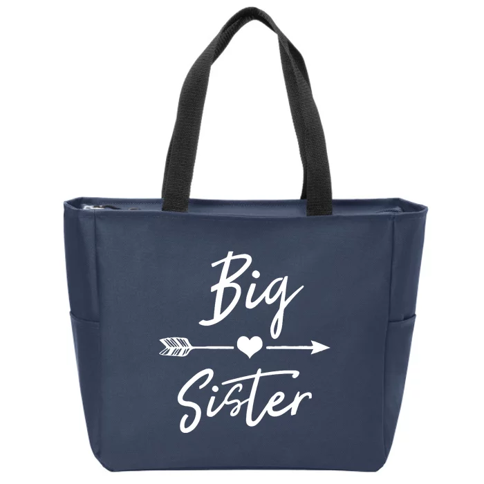 Big Sister Cute Girls Heart Arrow Love Zip Tote Bag