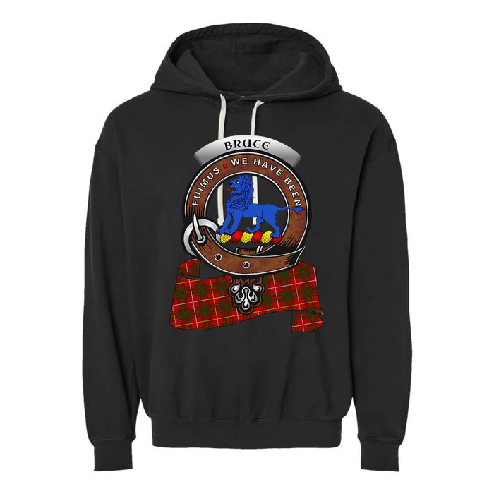 Bruce Scottish Clan Badge & Tartan Garment-Dyed Fleece Hoodie