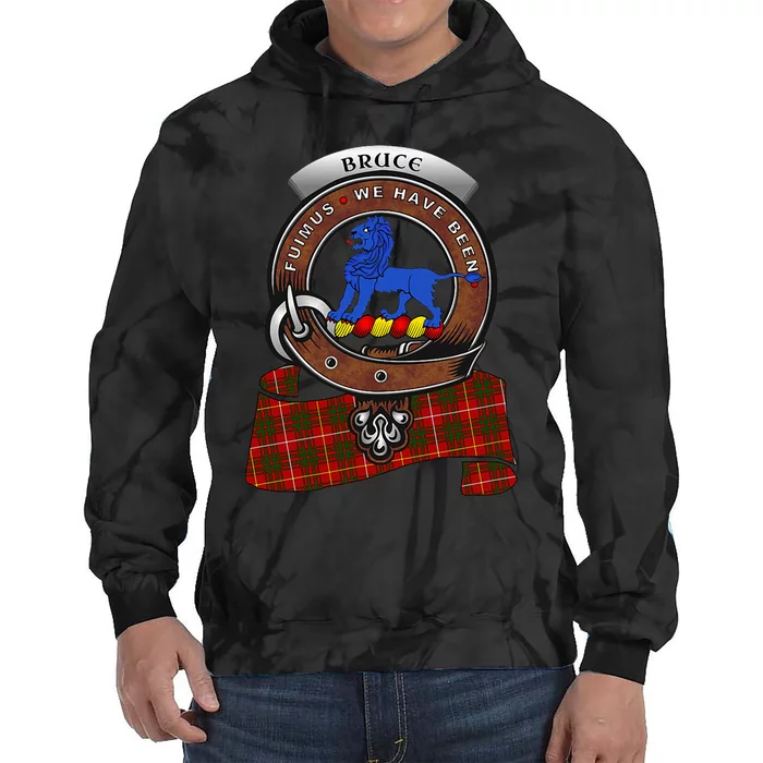 Bruce Scottish Clan Badge & Tartan Tie Dye Hoodie