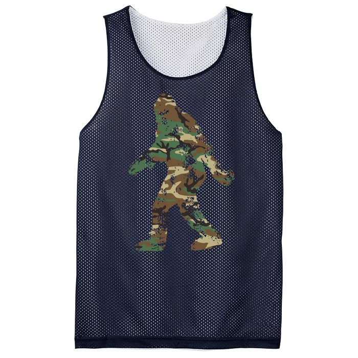 Bigfoot Silhouette Camouflaged Mesh Reversible Basketball Jersey Tank