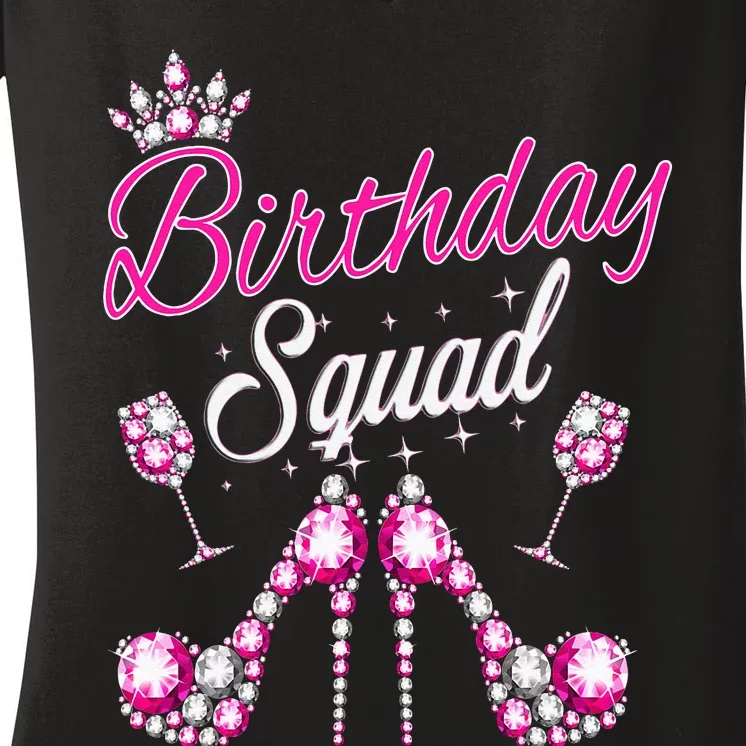 Birthday Squad Crown Elegant Design Diva Squad Women Women's V-Neck T-Shirt