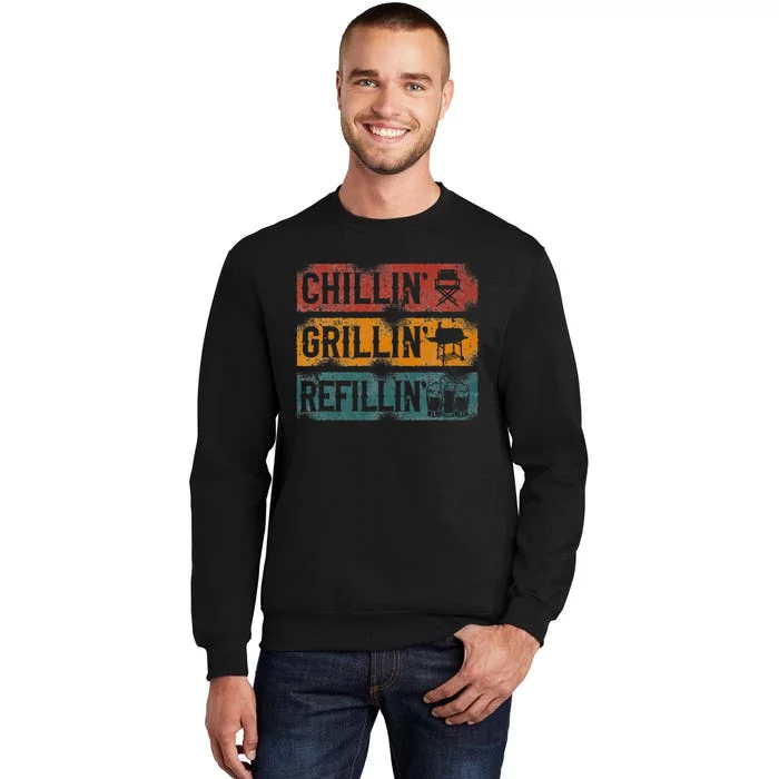 Bbq Smoker Chillin Grillin Refillin Tall Sweatshirt