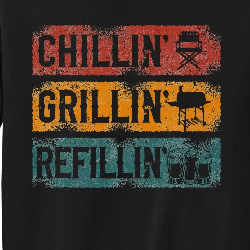 Bbq Smoker Chillin Grillin Refillin Tall Sweatshirt