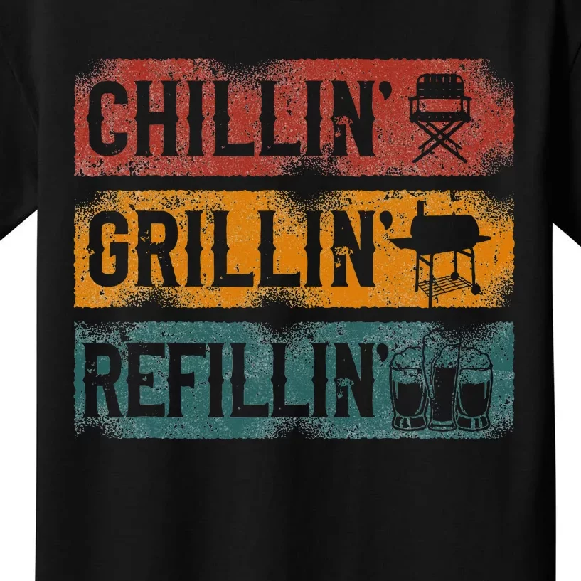 Bbq Smoker Chillin Grillin Refillin Kids T-Shirt