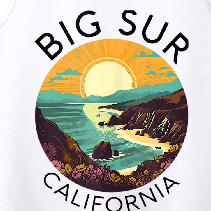 Big Sur California Beach Central Coast Retro Forest Camping Performance Tank