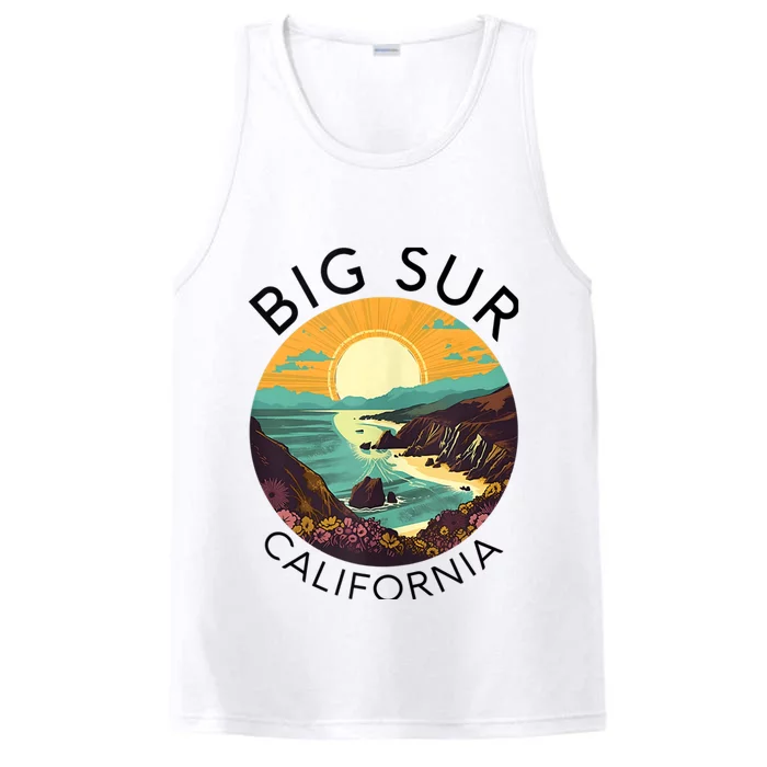 Big Sur California Beach Central Coast Retro Forest Camping Performance Tank