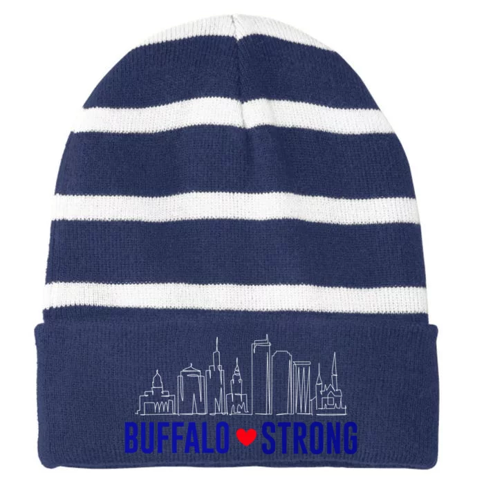 Buffalo Strong City Of Good Neighbors Pray For Buffalo Striped Beanie with Solid Band