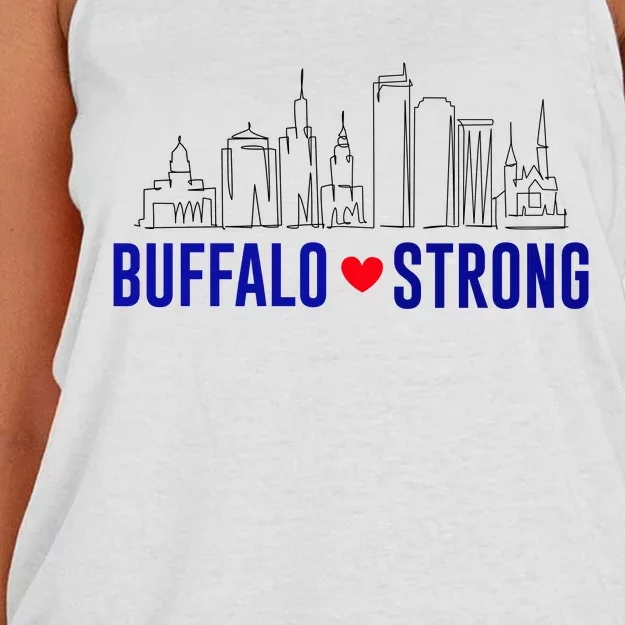 Buffalo Strong City Of Good Neighbors Pray For Buffalo Women's Knotted Racerback Tank