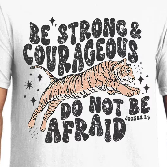 Be Strong Courageous Tiger Christian Religious Pajama Set