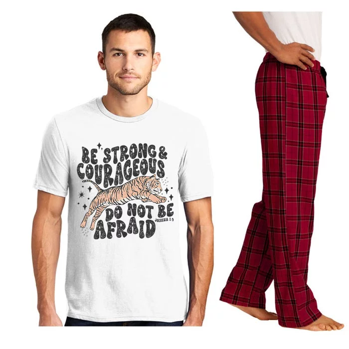 Be Strong Courageous Tiger Christian Religious Pajama Set