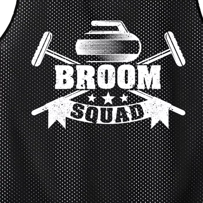 Broom Squad Curling Player Team Winter Ice Funny Curler Fan Gift Mesh Reversible Basketball Jersey Tank