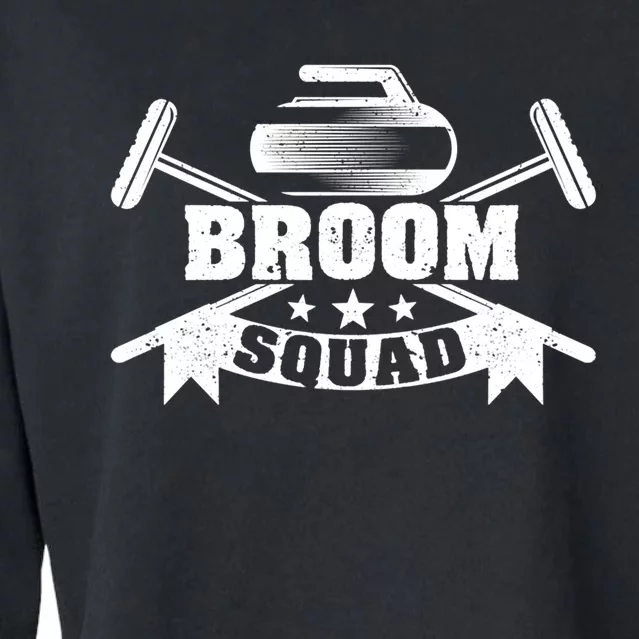 Broom Squad Curling Player Team Winter Ice Funny Curler Fan Gift Cropped Pullover Crew