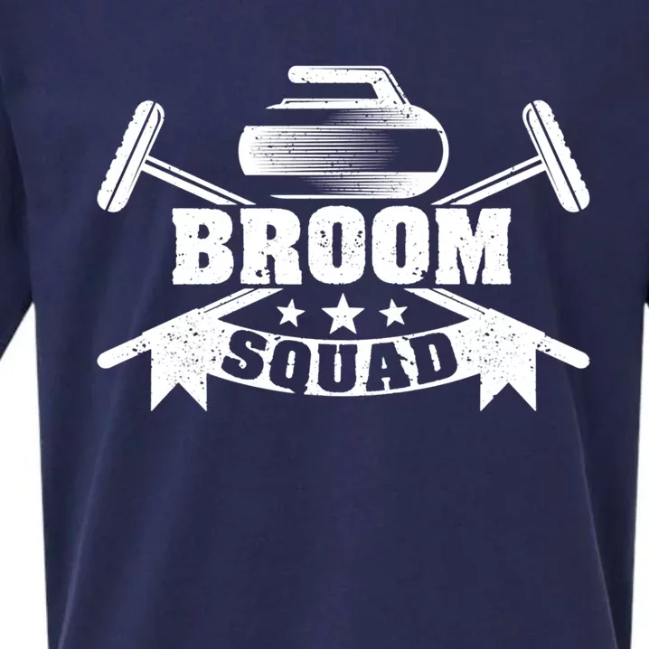 Broom Squad Curling Player Team Winter Ice Funny Curler Fan Gift Sueded Cloud Jersey T-Shirt