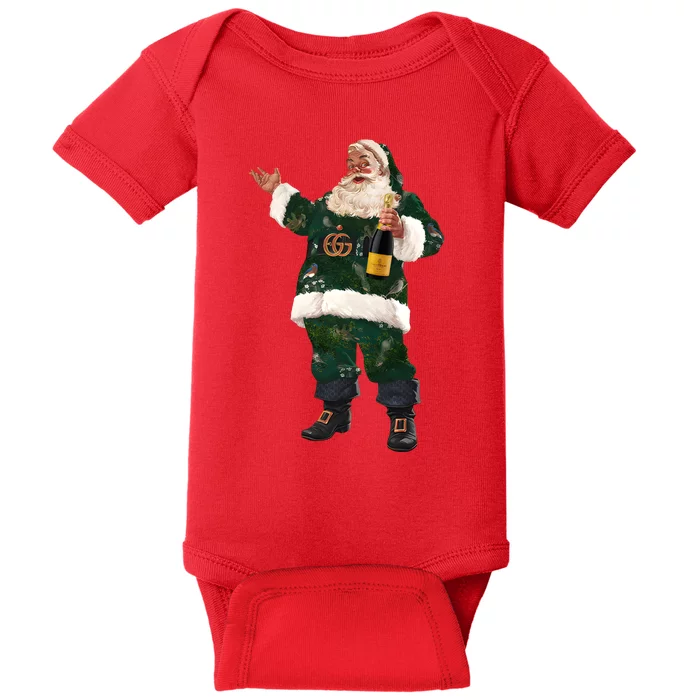 Boujee Santa Champagne Luxe Santa Funny Christmas Baby Bodysuit