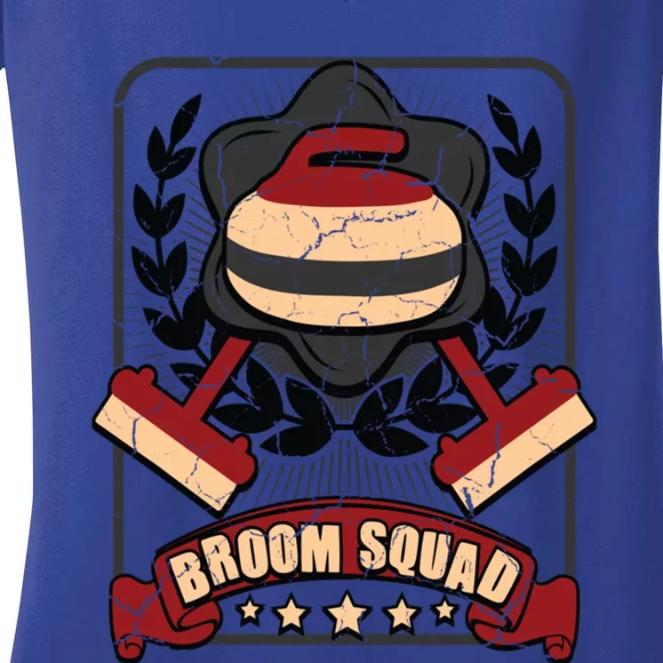 Broom Squad Curling Meaningful Gift Winter Sports Curler Funny Gift Women's V-Neck T-Shirt