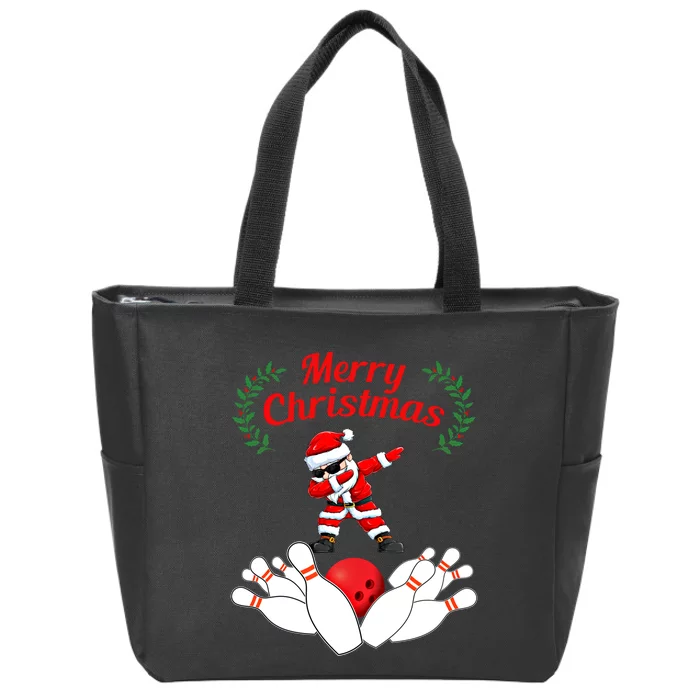 Bowling Santa Claus Christmas Gift Zip Tote Bag