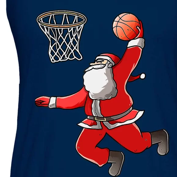 Basketball Santa Christmas Dunk Cool Sport XMas Pajama Ladies Essential Flowy Tank