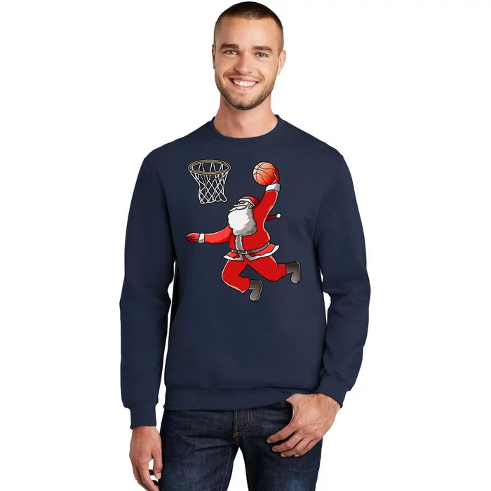 Basketball Santa Christmas Dunk Cool Sport XMas Pajama Tall Sweatshirt