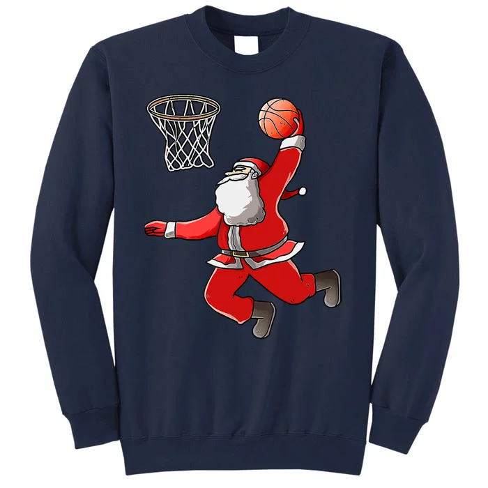 Basketball Santa Christmas Dunk Cool Sport XMas Pajama Tall Sweatshirt