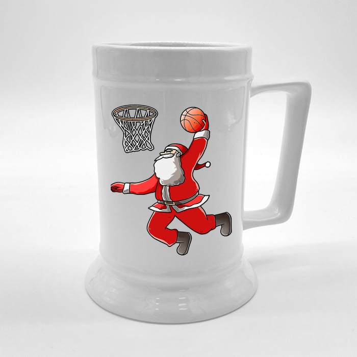 Basketball Santa Christmas Dunk Cool Sport XMas Pajama Front & Back Beer Stein