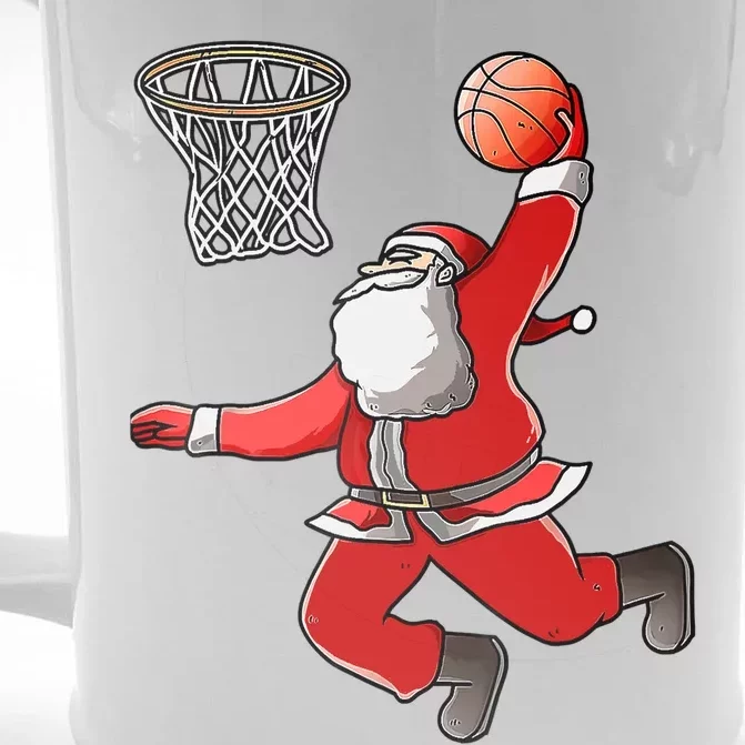 Basketball Santa Christmas Dunk Cool Sport XMas Pajama Front & Back Beer Stein