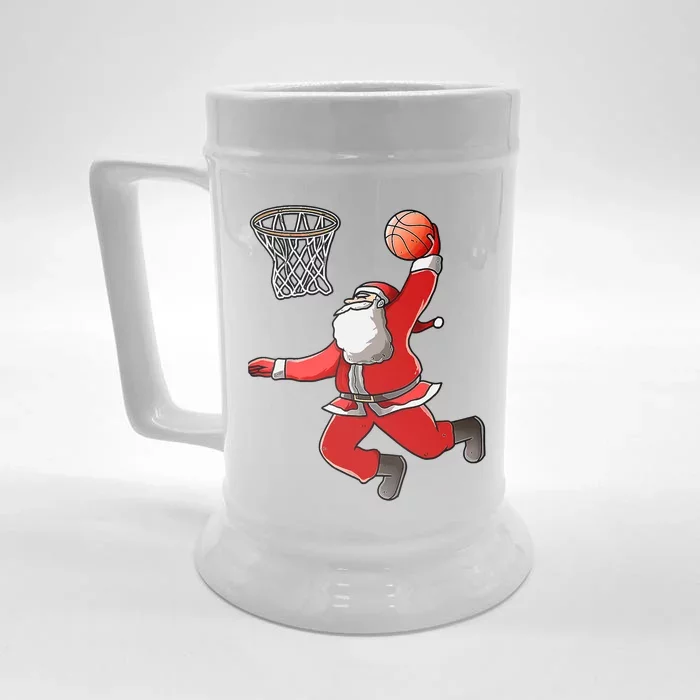 Basketball Santa Christmas Dunk Cool Sport XMas Pajama Front & Back Beer Stein