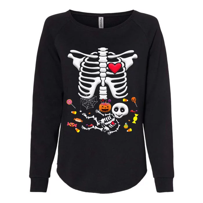 Baby Skeleton Candy Halloween Funny Pregnancy X Ray Womens California Wash Sweatshirt