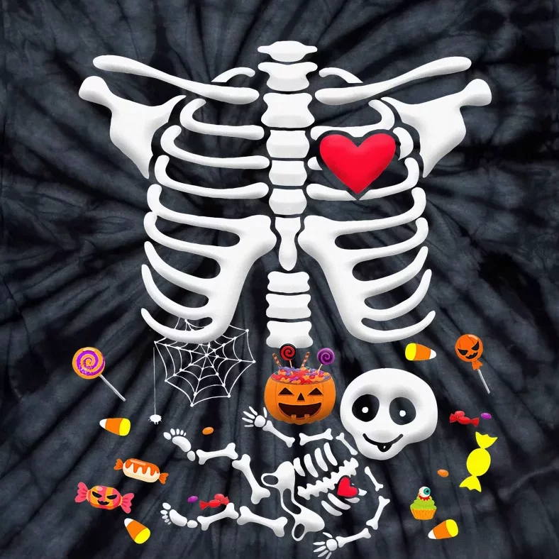 Baby Skeleton Candy Halloween Funny Pregnancy X Ray Tie-Dye T-Shirt