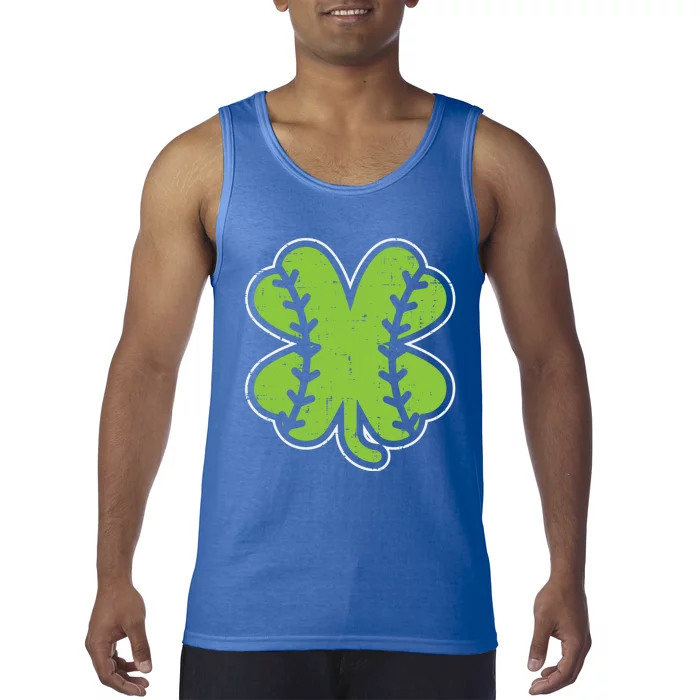 Baseball Shamrock Clover St Patricks Day Lucky Sports Gift Cute Gift Tank Top