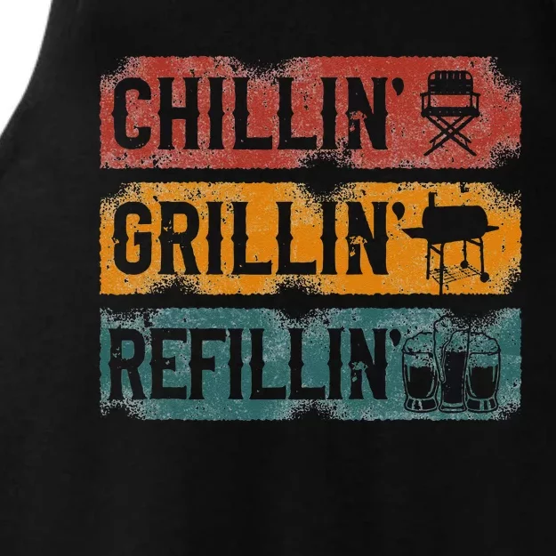 BBQ Smoker Chillin' Grillin' Refillin' Ladies Tri-Blend Wicking Tank