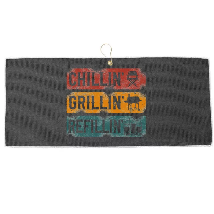 BBQ Smoker Chillin' Grillin' Refillin' Large Microfiber Waffle Golf Towel