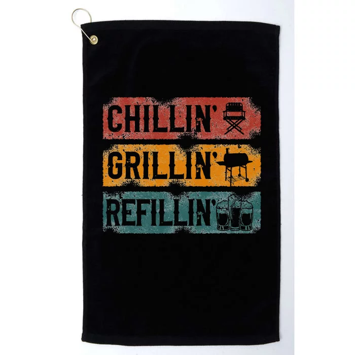 BBQ Smoker Chillin' Grillin' Refillin' Platinum Collection Golf Towel