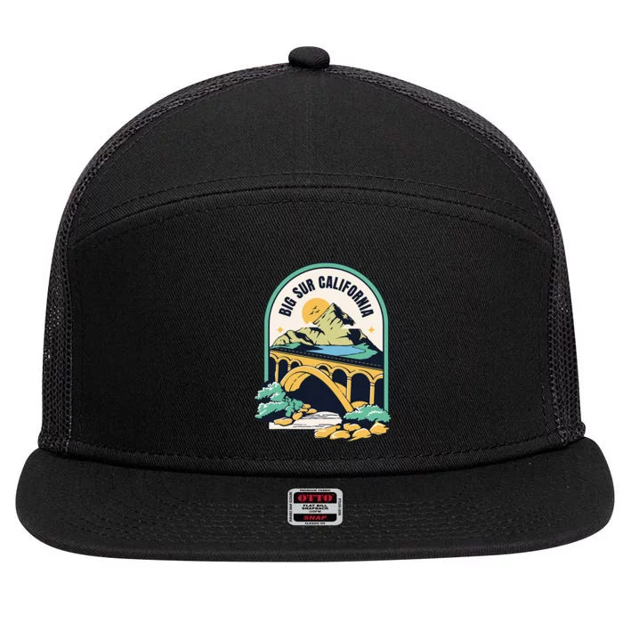 Big Sur California Bixby Bridge Coastal Highway 7 Panel Mesh Trucker Snapback Hat