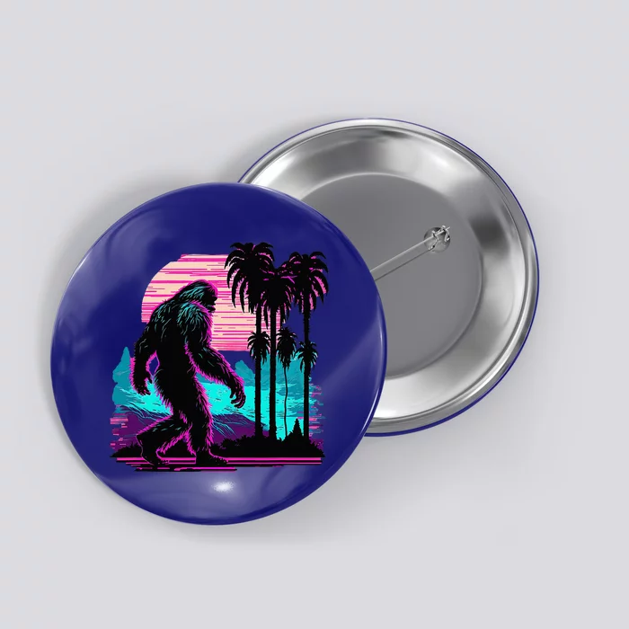 Bigfoot Sasquatch Cool Yeti Vaporwave Button