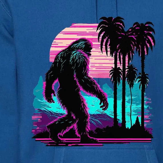 Bigfoot Sasquatch Cool Yeti Vaporwave Premium Hoodie