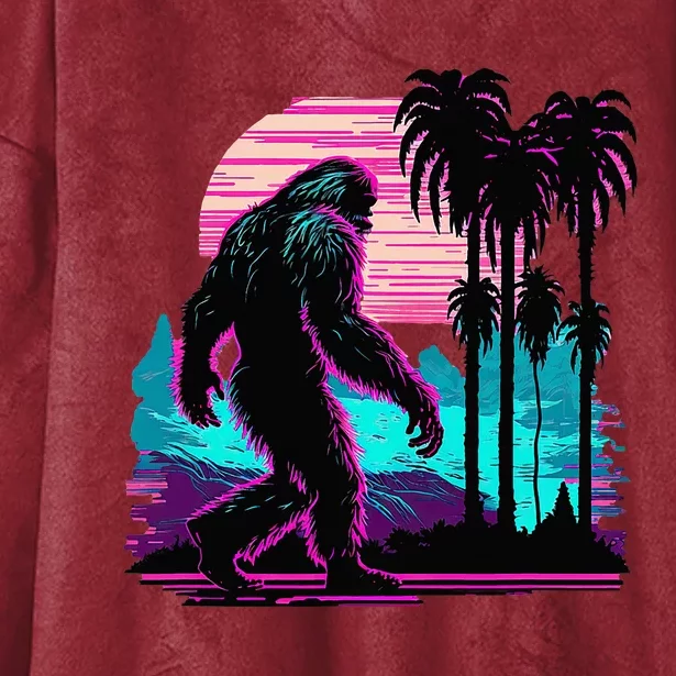 Bigfoot Sasquatch Cool Yeti Vaporwave Hooded Wearable Blanket