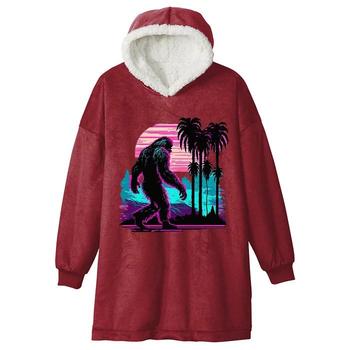 Bigfoot Sasquatch Cool Yeti Vaporwave Hooded Wearable Blanket