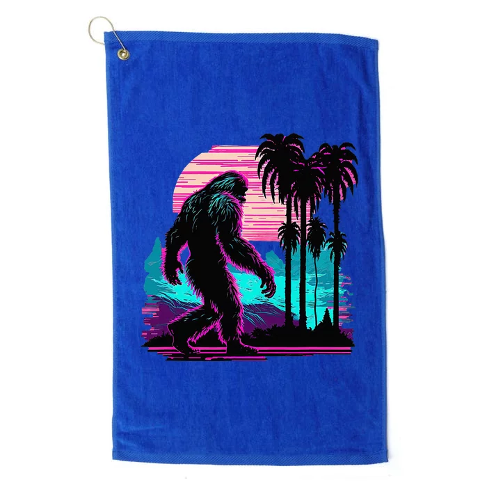 Bigfoot Sasquatch Cool Yeti Vaporwave Platinum Collection Golf Towel