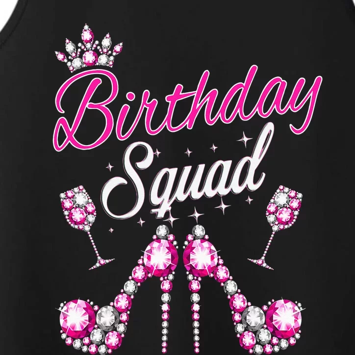 Birthday Squad Crown Elegant Design Diva Squad Women Performance Tank