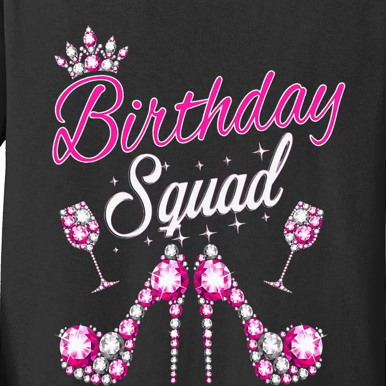 Birthday Squad Crown Elegant Design Diva Squad Women Kids Long Sleeve Shirt