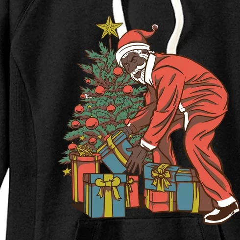 Black Santa Claus Funny Christmas Gift Women's Fleece Hoodie