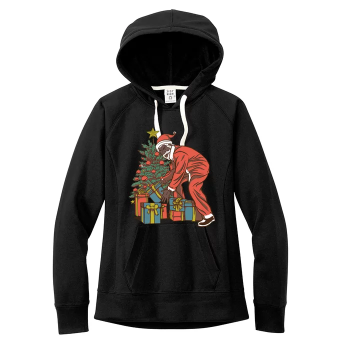 Black Santa Claus Funny Christmas Gift Women's Fleece Hoodie