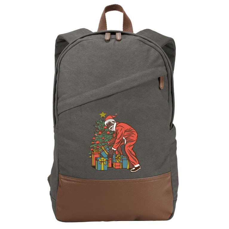 Black Santa Claus Funny Christmas Gift Cotton Canvas Backpack