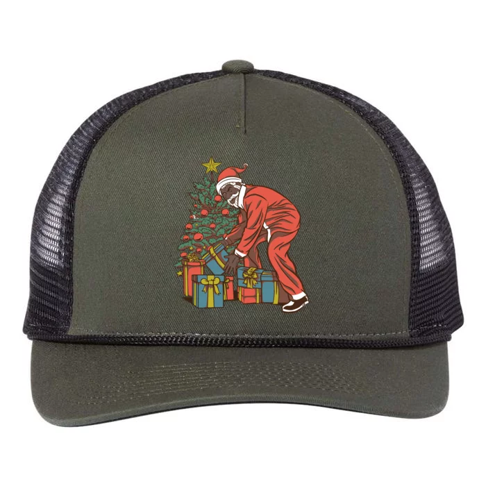 Black Santa Claus Funny Christmas Gift Retro Rope Trucker Hat Cap