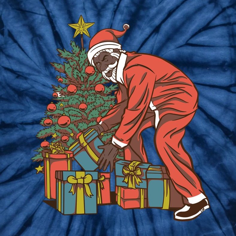 Black Santa Claus Funny Christmas Gift Tie-Dye T-Shirt