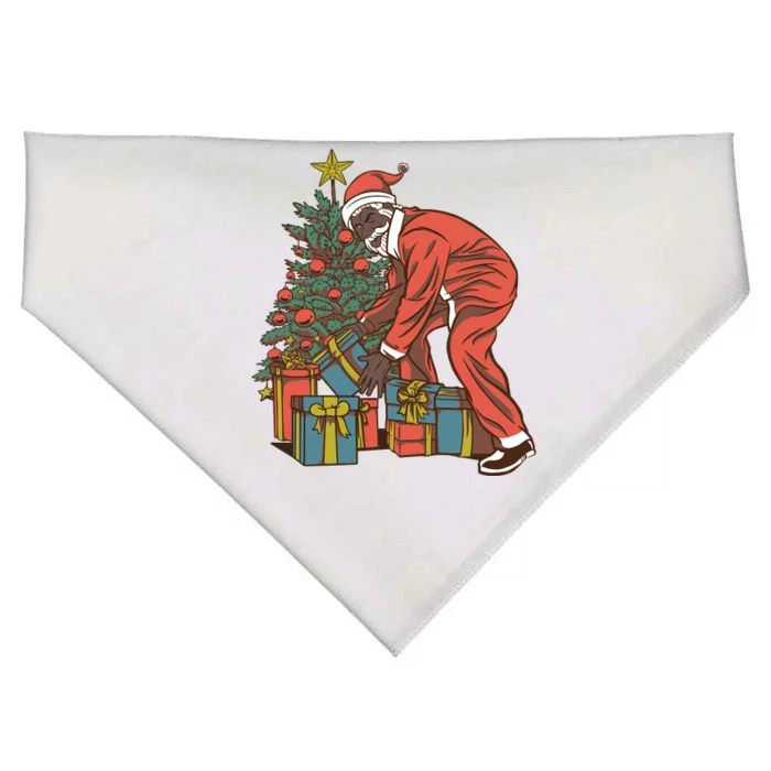 Black Santa Claus Funny Christmas Gift USA-Made Doggie Bandana