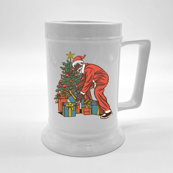 Black Santa Claus Funny Christmas Gift Front & Back Beer Stein