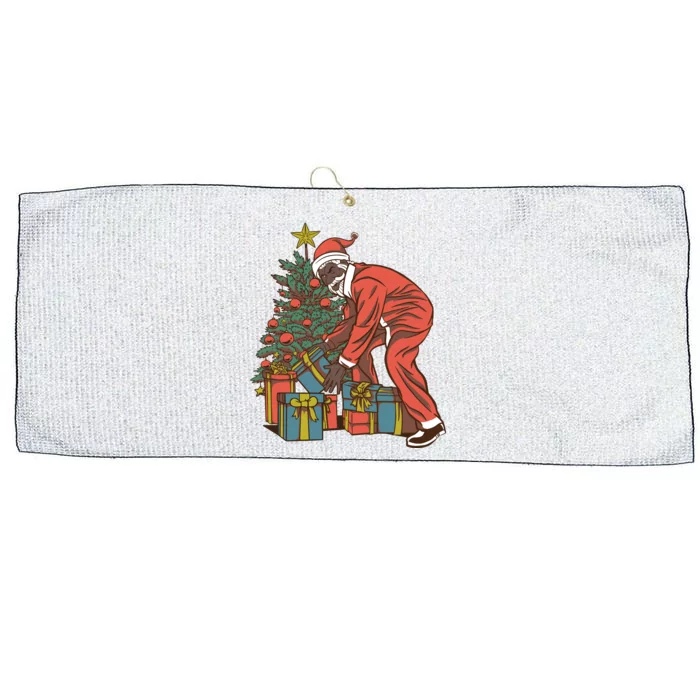 Black Santa Claus Funny Christmas Gift Large Microfiber Waffle Golf Towel