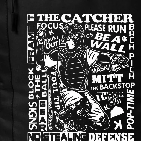 Baseball Softball Catcher Word Art Sayings Catcher Daily Commute Backpack