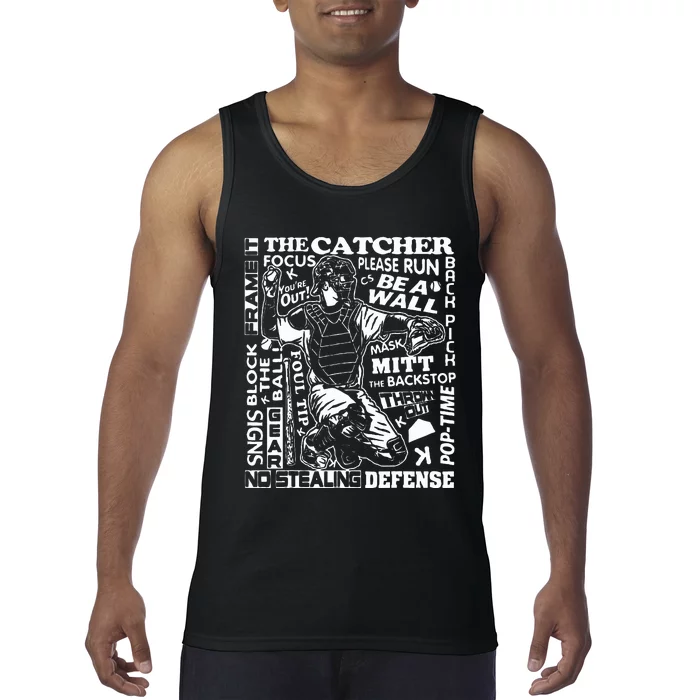 Baseball Softball Catcher Word Art Sayings Catcher Tank Top